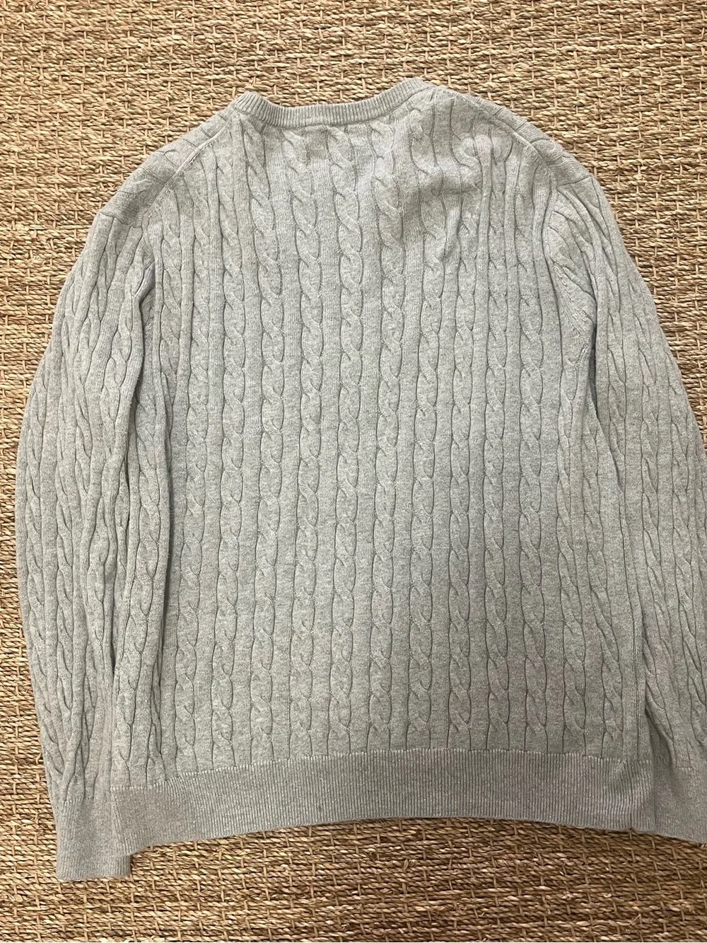 J. Crew Men's Cotton Cable-Knit Crewneck Sweater in Light Gray